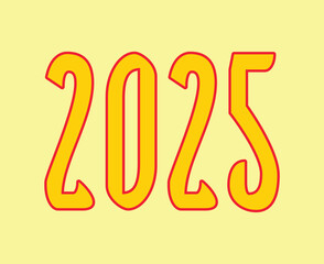 Happy New Year 2025 Holiday Yellow And Pink Design Festive Abstract Vector Illustration