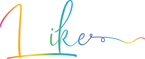 Like text, gradient color 3d Like text, text I like it, drawing