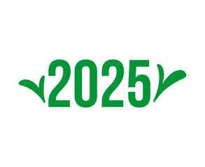 Happy New Year 2025 Holiday Green Festive Isolated Celebration Design Abstract Vector Illustration