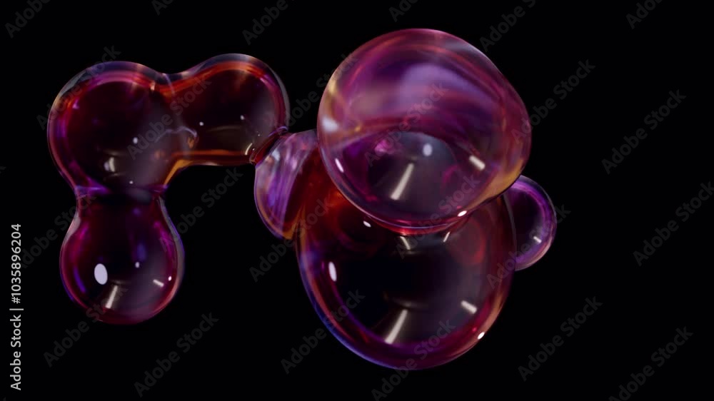 Aufkleber a metaball animation with liquid blobs. 3d abstract spectrum metaballs on a black background. 4k ult