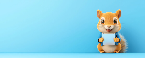 Fototapeta premium Squirrel in a business suit, sitting at a corporate desk, 3D illustration