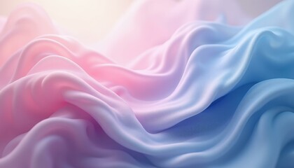 Obraz premium Soft Pastel Pink and Blue Silk Fabric Waves, Abstract Background for Wedding Invitation, Baby Shower, or Feminine Brand Design.