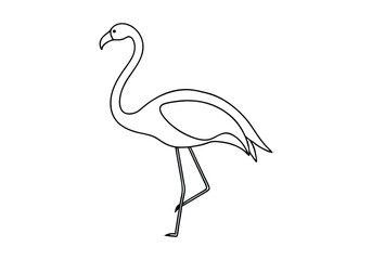 Obraz premium One Line Drawing of a Flamingo Silhouette – Minimalist Animal Vector Art