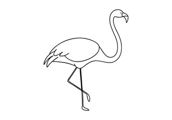 One Line Drawing of a Flamingo Silhouette – Minimalist Animal Vector Art