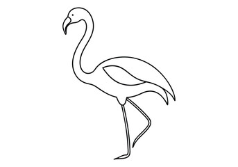 Naklejka premium One Line Drawing of a Flamingo Silhouette – Minimalist Animal Vector Art