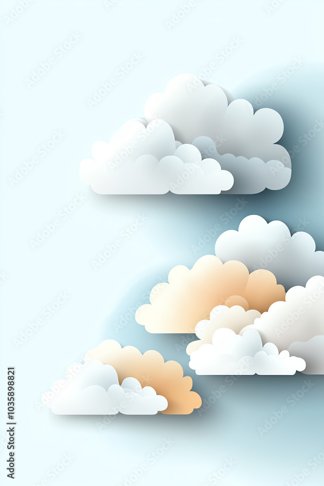 Poster elegant cloud formation with soft hues and gentle shadows creating a serene sky background