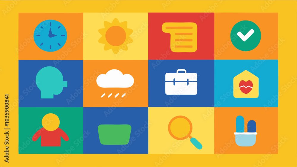 Poster visual schedule a bright accessible visual schedule on a wall featuring icons for daily activities h