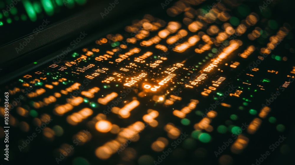 Aufkleber abstract technology background with blurred code and lights
