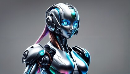 sophisticated robot with human resemblance and serene expression
