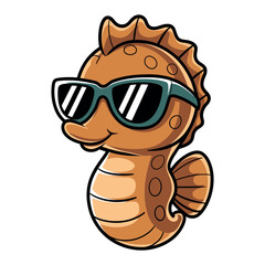 Cute Seahorse Wearing Sunglasses