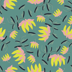 Naklejka premium Vector abstract seamless simple floral pattern. Flower pattern. Spring pattern. Pattern for textiles or for cover. Wallpaper. Hand drawn.