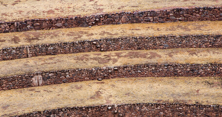 Moray steps and canal of the inka andenes in Cusco, Peru