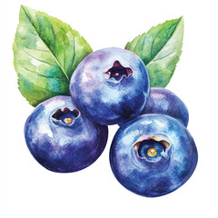 Obraz premium Blueberry fruit watercolor clipart illustration