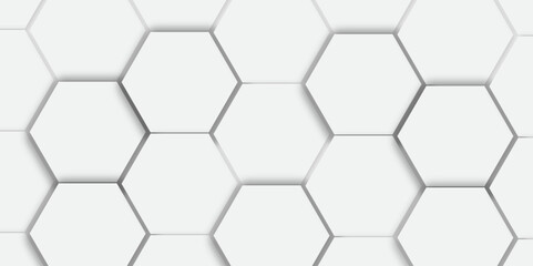 Abstract white background with hexagon and hexagonal background. vector abstract pattern with hexagonal white and gray technology line paper background.  Luxury honeycomb grid White Pattern. 