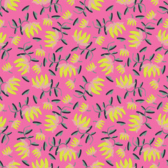 Cute hand drawn floral seamless pattern background