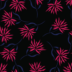 Cute hand drawn floral seamless pattern background