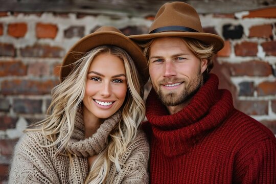 Full body photo of couple Caucasian chaffeur outside