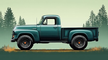 A robust truck stands proudly in a vibrant forest, embodying the spirit of exploration and adventure