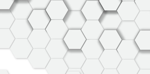 Abstract white background with hexagon and hexagonal background. vector abstract pattern with hexagonal white and gray technology line paper background.  Luxury honeycomb grid White Pattern. 