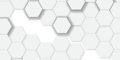 Abstract white background with hexagon and hexagonal background. vector abstract pattern with hexagonal white and gray technology line paper background.  Luxury honeycomb grid White Pattern. 