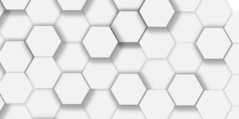 Abstract white background with hexagon and hexagonal background. vector abstract pattern with hexagonal white and gray technology line paper background.  Luxury honeycomb grid White Pattern. 
