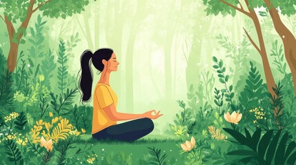 Peaceful Meditation in a Lush Green Forest