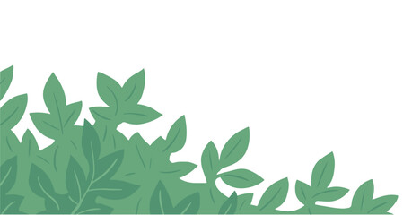 Green branch of a bush. Leaves of the plant. Decorative frame element for design. Flat vector illustration on white background