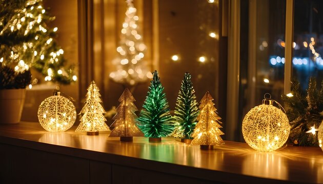 christmas holiday background, illumination and decoration concept