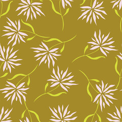 Vector abstract seamless simple floral pattern. Flower pattern. Spring pattern. Pattern for textiles or for cover. Wallpaper. Hand drawn.