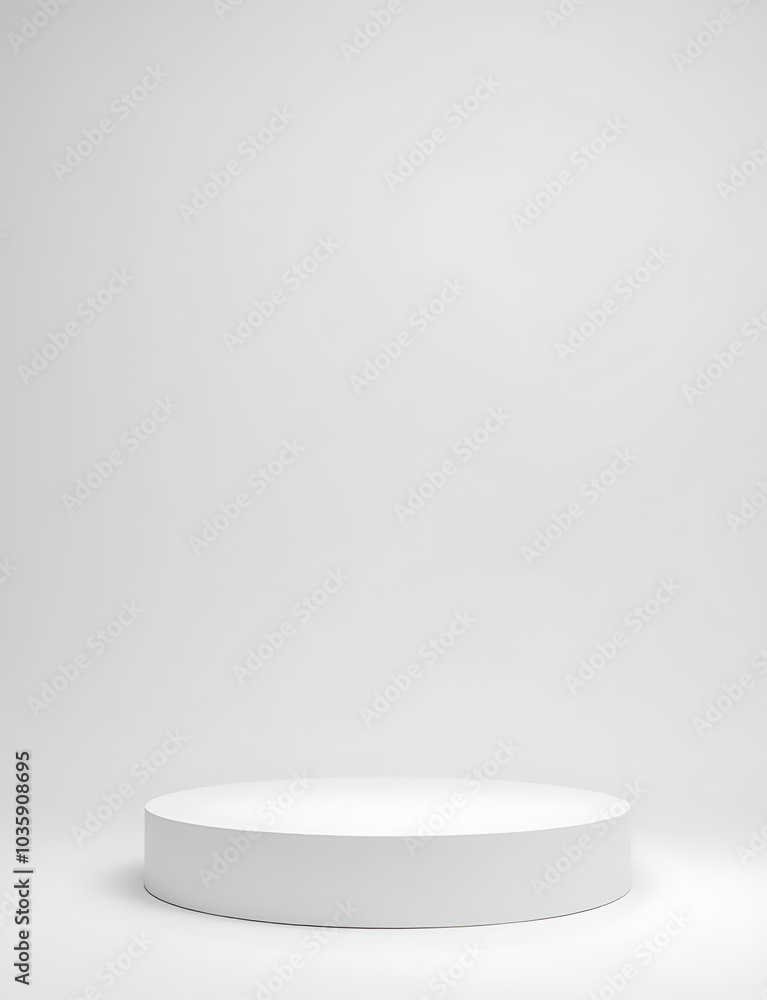 Poster simple white round podium ideal for product display, presentations, and showcasing items on a clean 