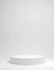 Simple white round podium ideal for product display, presentations, and showcasing items on a clean background.