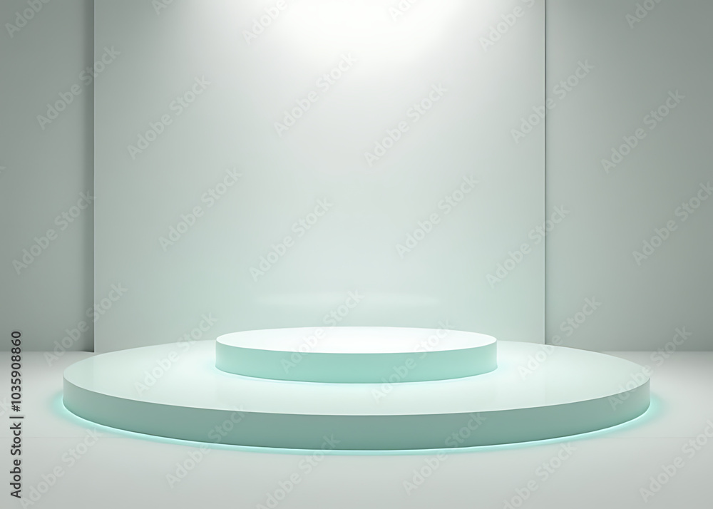 Poster Sleek glass podium for product display featuring a minimalist 3D design that showcases elegance and sophistication perfectly.