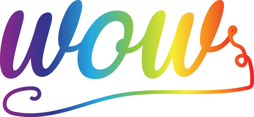 Fototapeta premium Wow text, Wow. Vector handwritten lettering icon, gradient color Wow text