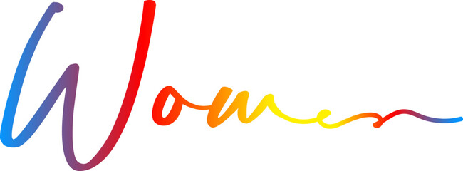 Wow text, Wow. Vector handwritten lettering icon, gradient color Wow text