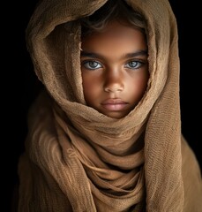 Fototapeta premium Pilgrim Girl in Traditional Attire Portrait