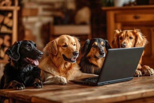Canine consultants provide remote assistance through a virtual conference.