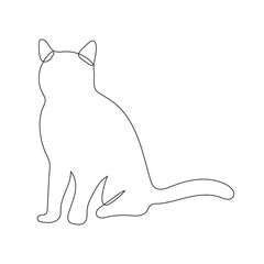 Cat continuous one line drawing art. Hand drawn vector art isolated on white background. Editable stroke
