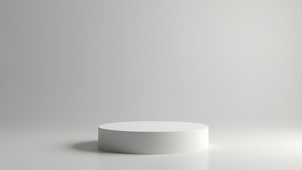 Stylish 3D render shows a white podium stand on a muted grey background enhancing product visuals in commercial settings perfectly.