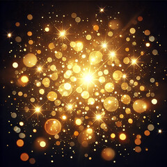 Obraz premium Soft glowing golden orbs scattered on a deep charcoal background, creating a dreamy and celebratory mood