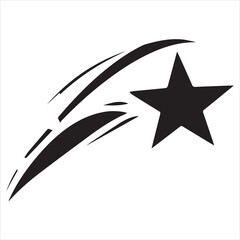 
simple logo of a a shooting star, on a white background