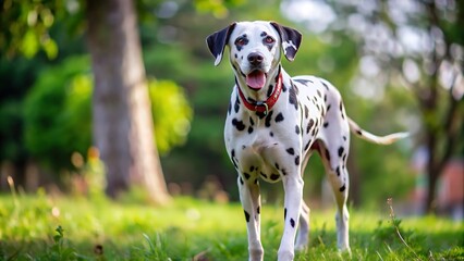 Dalmatian Dog Walking Outdoor