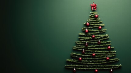 Contemporary Christmas tree in green and red, showcasing minimalist style for modern holiday greetings with subtle seasonal warmth