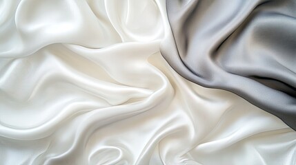 Fototapeta premium Gentle white and gray satin texture, smoothly blurred for a modern and sophisticated fabric design, perfect for chic backgrounds