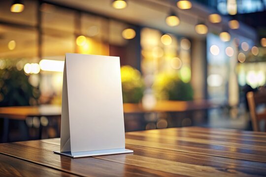 3D Illustrated T-Type Table Tent on Blank Card Stand in Architectural Setting