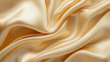 Obraz premium Smooth satin background in rich gold and beige tones, creating a luxurious and blurred fabric texture that exudes warmth and elegance