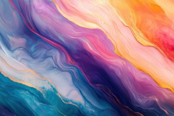Abstract atmosphere. Modern innovative aesthetics featuring marble-inspired semi-transparent color patterns. Lively flowing backdrop merging creative liquid pigments