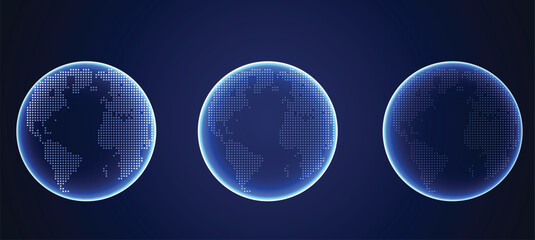 Glowing Globe world dotted map vector illustration