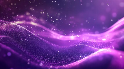 Fototapeta premium Abstract purple wave with glowing particles.