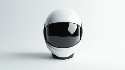 White astronaut helmet with black visor, isolated on a white background.
