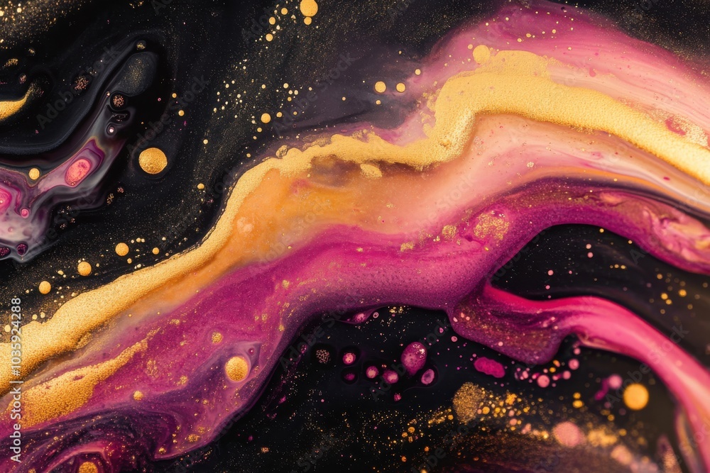 Poster radiant hues and lustrous swirls: a captivating display of textures. opulent abstract fluid art tech